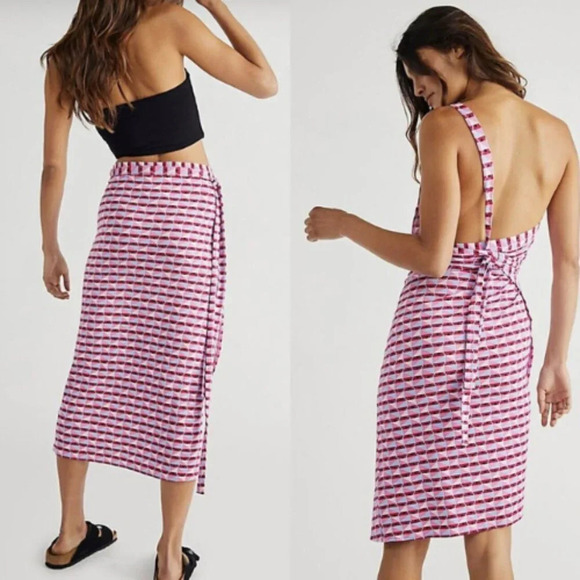 New! Free People Miss Me Convertible Dress Skirt Pink Combo NWT 13665 - Picture 2 of 16
